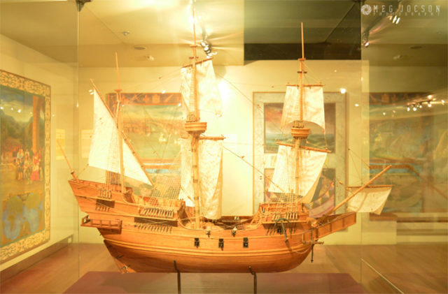 A model of the San Diego in the Museum of the Filipino People 