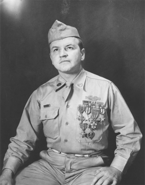 Chilson posing with his awards in 1946