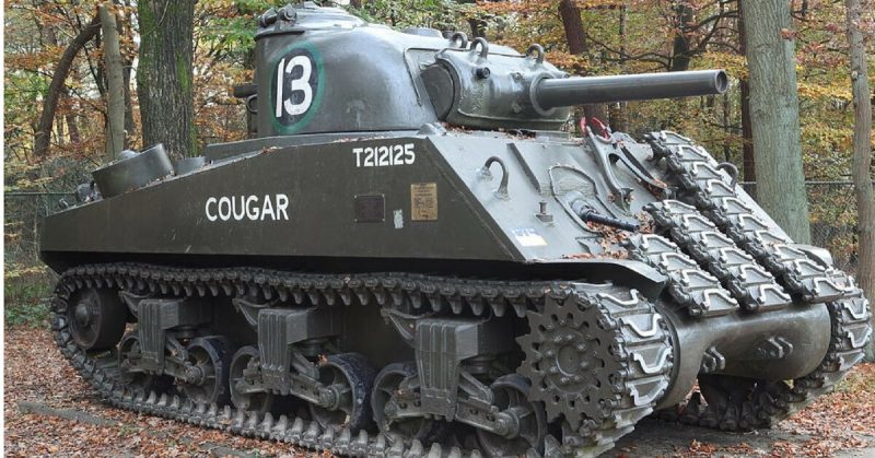 M4 Sherman tank named Cougar. <a href=https://commons.wikimedia.org/wiki/File:M4_Sherman_tank_-_Flickr_-_Joost_J._Bakker_IJmuiden.jpg>Photo Credit</a>
