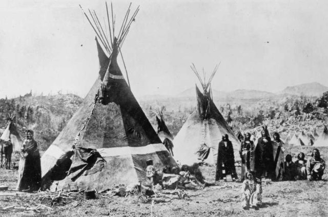 A Shoshoni encampment like the one that would have been attacked at the Battle of Bear River.