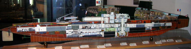 Model of the French submarine Surcouf. Photo Credit