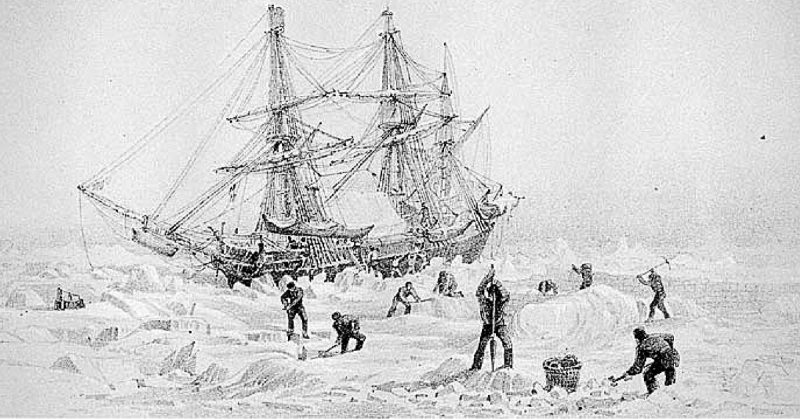 The HMS Terror in the Arctic.