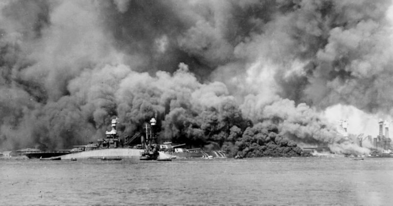 USS Oklahoma during the attack on Pearl Harbor
