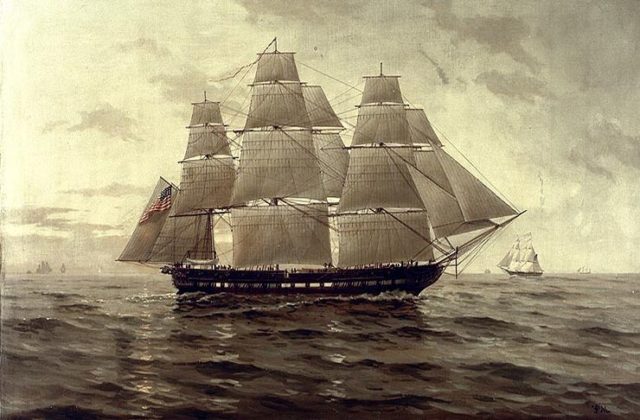 USS Chesapeake, she became famous for her defeat by HMS Shannon. Image source: Wikimedia Commons/ public domain