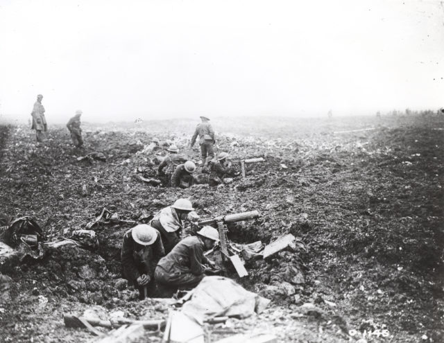 Canadian machine gunners on the plateau above VImy Ridge