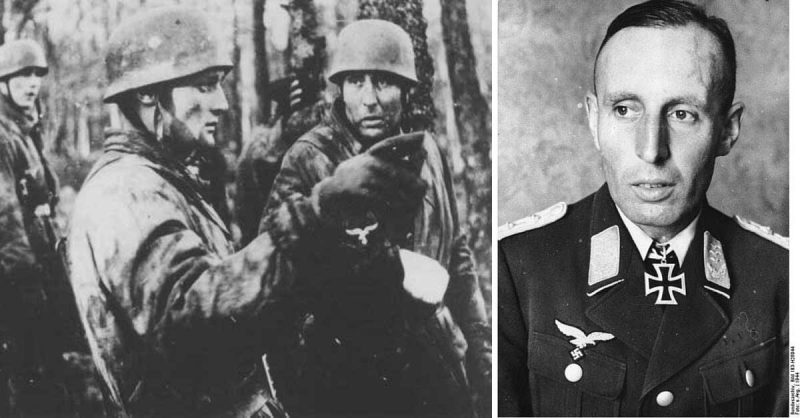 Right: Von der Heydte during Ardennes offensive. Left: Freiherr Friedrich August von der Heydte. Bundesarchiv - CC BY-SA 3.0