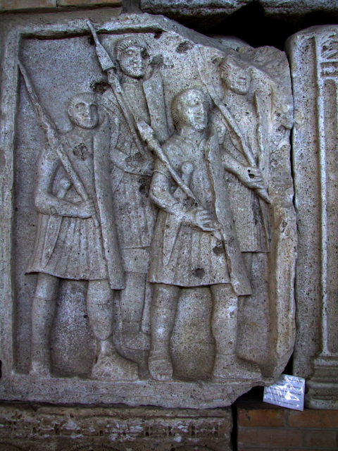 Roman Soldiers With Pila On Display. Photo Credit