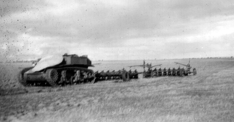 Photo of Stuart Tank on the farm of Thomas Moore, Meenaar, Western Australia, circa 1950.