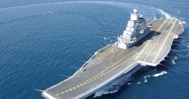 INS Vikramaditya - Indian Navy Aircraft Carrier. 
<a href=https://commons.wikimedia.org/w/index.php?curid=29657994>Photo Credit</a>
