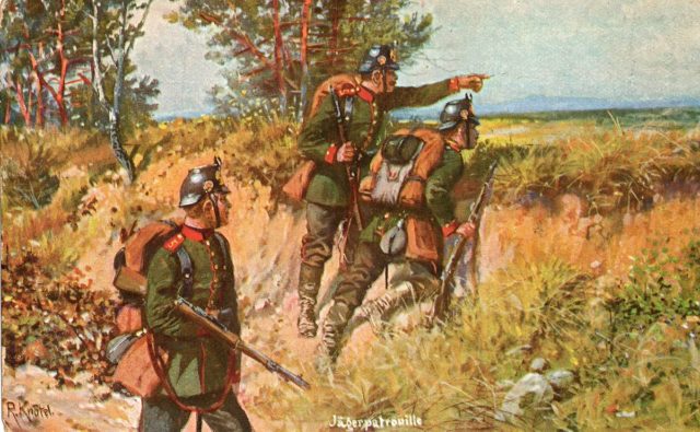 Jägerpatrouille, painting by Richard Knötel (1910).