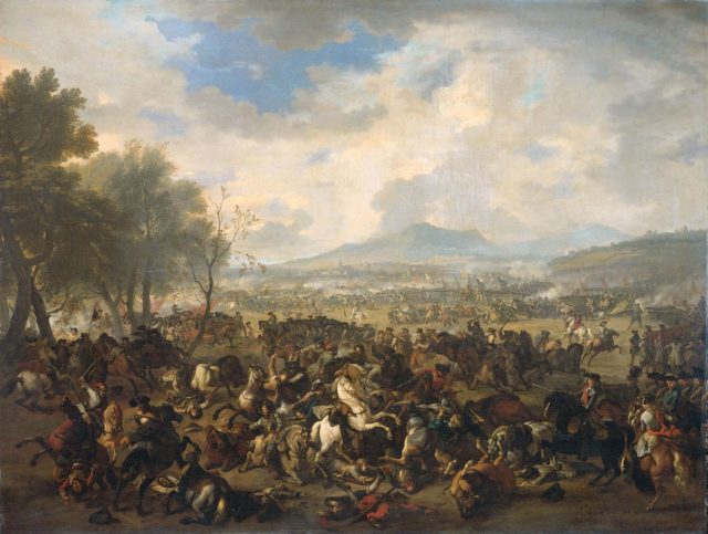 The Battle of Ramillies between the French and the English, 23 May 1706.