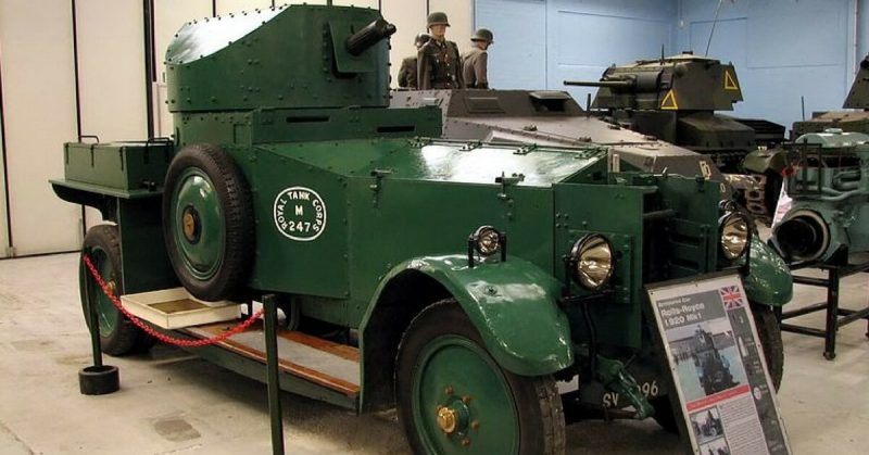 Rolls Royce 1920 Mk1 Armoured Car at The Tank Museum, Bovington; <a href=https://en.wikipedia.org/wiki/Rolls-Royce_Armoured_Car#/media/File:Rolls_Royce_1920_Mk1_1_Bovington.jpg>Photo Credit</a>