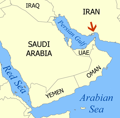 Strait of Hormuz which connects the Arabian Sea and the Persian Gulf Photo Credit