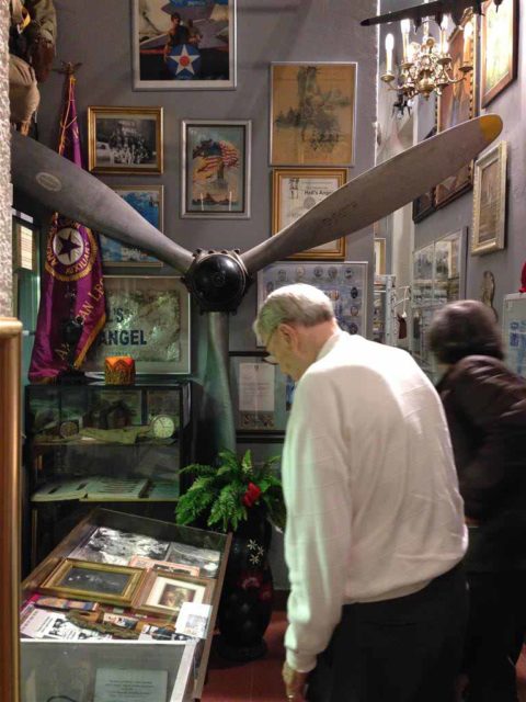 Zygmunt Kraus museum in Wadowice. The visitor is Charles Keutman, who was shot down on the same mission as “Hell’s Angels” but in a different B-24. Source: Author’s collection