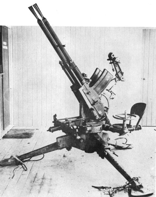 A Japanese 13.2MM anti aircraft machine gun, similar to what would have been carried by the destroyer Hagikaze. 