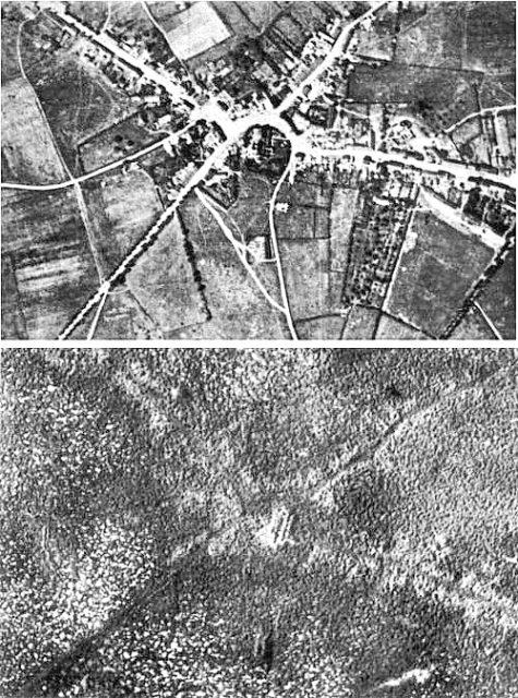 The village of Passchendaele before and after the battle. Photo Credit.