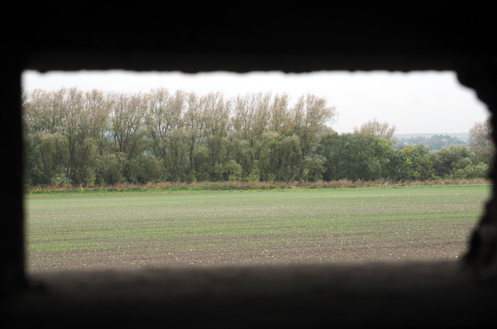 A killing field view looking south to the canal from the pillbox at Horton. Pillboxes and other defensive structures on the GHQ Line along the Kennet and Avon Canal Wiltshire. Picture Copyright © www.thetraveltrunk.net