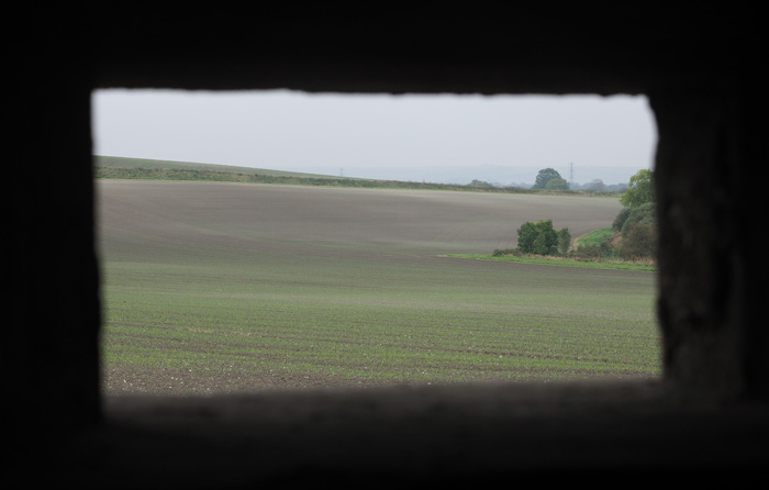 A killing field view looking east from the pillbox at Horton. Pillboxes and other defensive structures on the GHQ Line along the Kennet and Avon Canal Wiltshire. Picture Copyright © www.thetraveltrunk.net