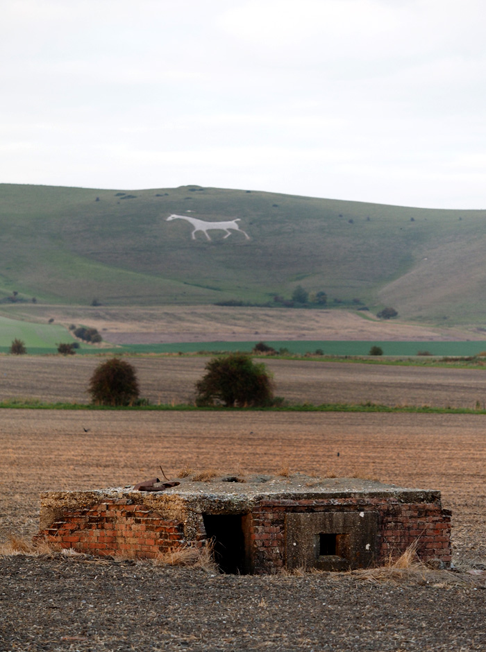 White Horse Hill, at Alton Priors those downs could have had massive artillery barrage hidden behind it! Pillboxes and other defensive structures on the GHQ Line along the Kennet and Avon Canal Wiltshire. Picture Copyright © www.thetraveltrunk.net