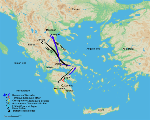 The Argeads route out of central Greece to where they would found Macedonia. Photo Source