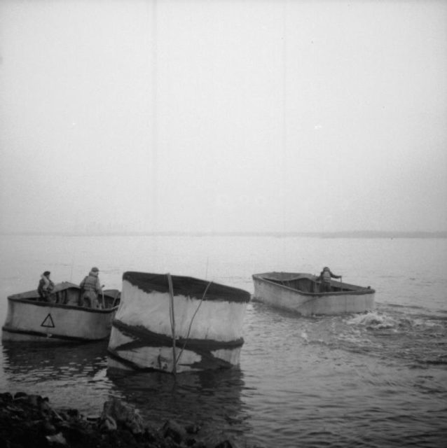 Some of the surviving DD tanks shown crossing the Rhine