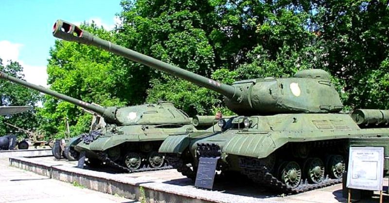 The IS-2 and IS-3 tanks. Notice the round turret on the IS-3 that would become standard design for all future Soviet tanks. <a href=https://commons.wikimedia.org/wiki/File:Belarus-Minsk-Museum_of_GPW_Exhibition-5.jpg>Photo Credit</a>