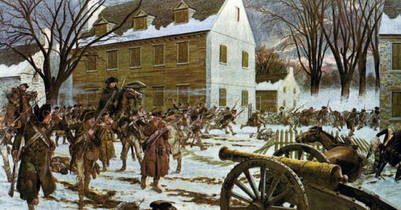 The Battle of Trenton, after which Washington found himself with hundreds of Hessian prisoners of war.
