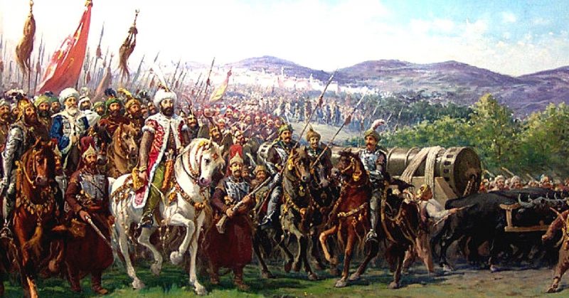 Mehmed and the Ottoman Army approaching Constantinople.