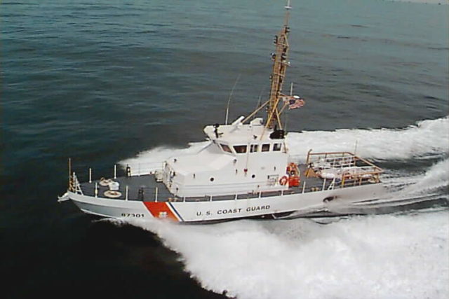 A US Coast Guard 87 foot Patrol boat, boats like this often represent the Federal Government during the Conch Republic's annual independence celebration.