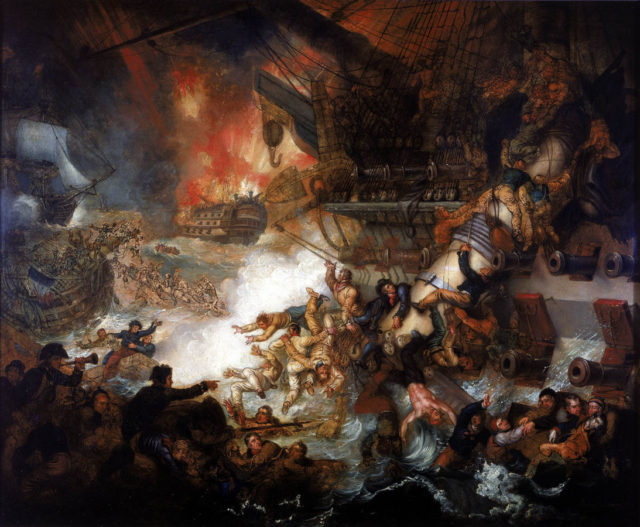 The Battle of the Nile: Destruction of L'Orient, August 1, 1798.