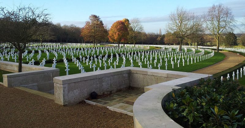 Cambridge American Cemetery and Memorial. 
<a href=https://commons.wikimedia.org/w/index.php?curid=22865974
>Photo Credit</a>
