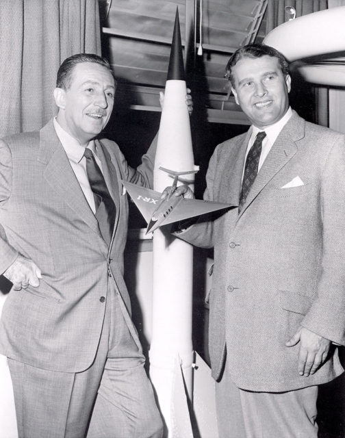 Von Braun pictured with Walt Disney.