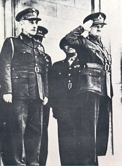 Papagos (left) with General Archibald Wavell, General Officer Commanding-in-Chief of the Middle East Command of the British Army, in Athens in January 1941. Photo Credit.