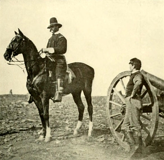 Union General Burnside (mounted) in 1862 Photo Credit