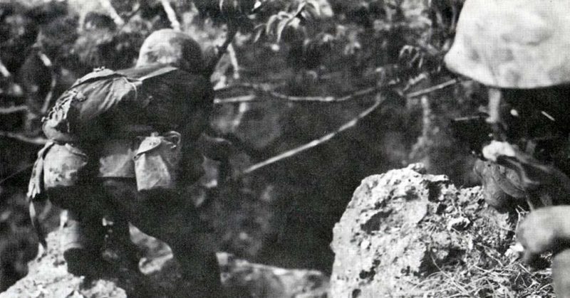 US Marine during the Battle of Saipan.