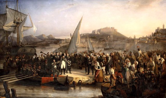 Napoleon leaving Elba, painted by Joseph Beaume
