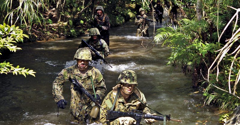 Part of the land on the island of Okinawa is a US military training area.