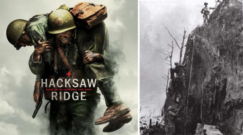 Hacksaw Ridge movie and the real Desmond Doss, on top of the Maeda Escarpment, Battle of Okinawa.
<a href=https://en.wikipedia.org/w/index.php?curid=51542476>Photo Credit</a>