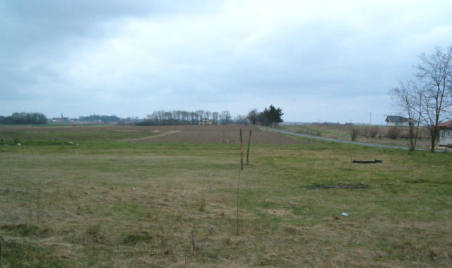 Leuthen battle area. Picture taken from south where battle had begun. Picture direction: to north where battle spread. Far away, on the left side of picture, Leuthen village is visible with two churches. Photo Credit.