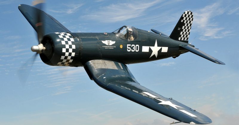 The CAF Dixie Wing Corsair captured over Texas in 2015 by Luigino Caliaro.