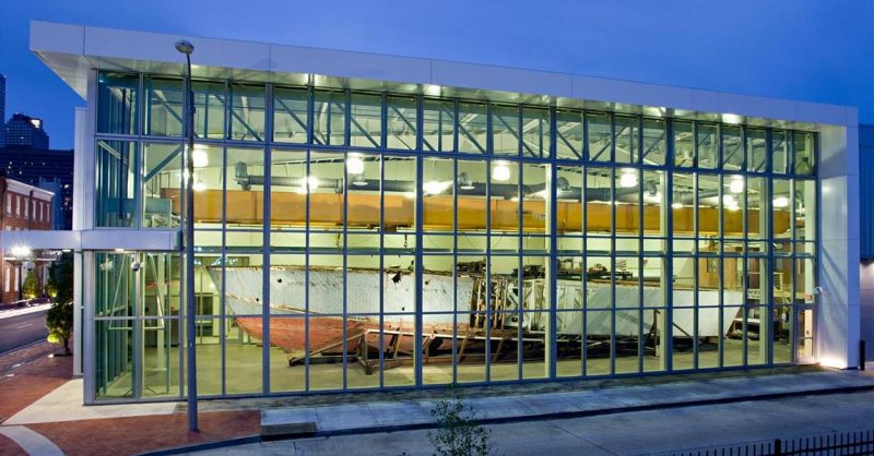 PT-305 inside the John E. Kushner Restoration Pavilion, which features glass exterior walls that allow the public a permanent, behind-the-scenes view of the restoration and preservation of priceless World War II artifacts. Courtesy of The National WWII Museum