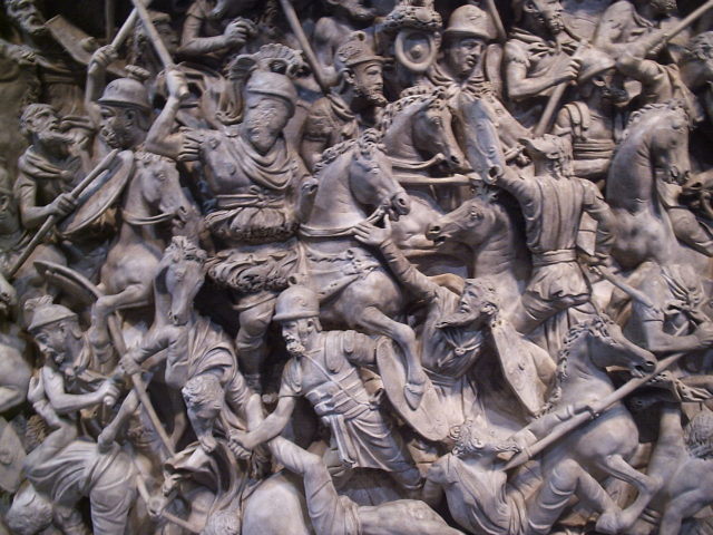 Detail of Portonaccio sarcophagus, 2nd Century BC, Museo Nazionale de Roma, Rome, Italy. Photo Credit