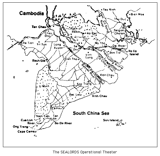 The operating theater for Operation SEALORDs, which used CG and Navy vessels to hunt down the Viet Cong on many of the small waterways of South Vietnam. 