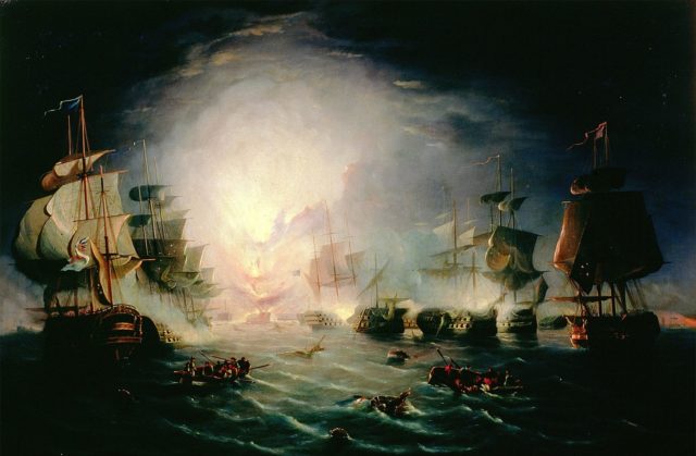 The Blowing up of the French Commander's Ship "L'Orient" at the Battle of the Nile, 1798