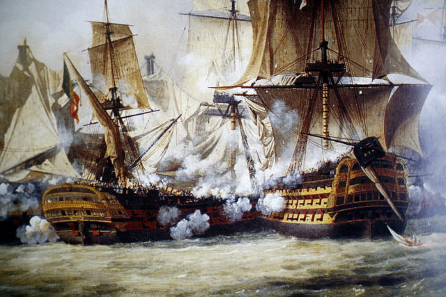 Naval engagement at the huge Battle of Trafalgar