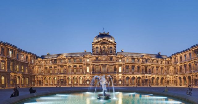 Cour Carrée (Square courtyard) of Museum of Louvre, at dusk. Photo Credit