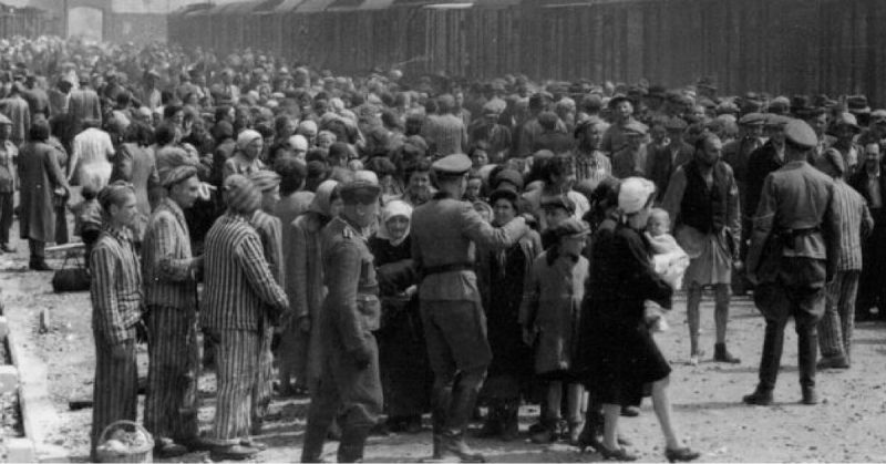Hungarian Jewish prisoners at Auschwitz-II Birkenau