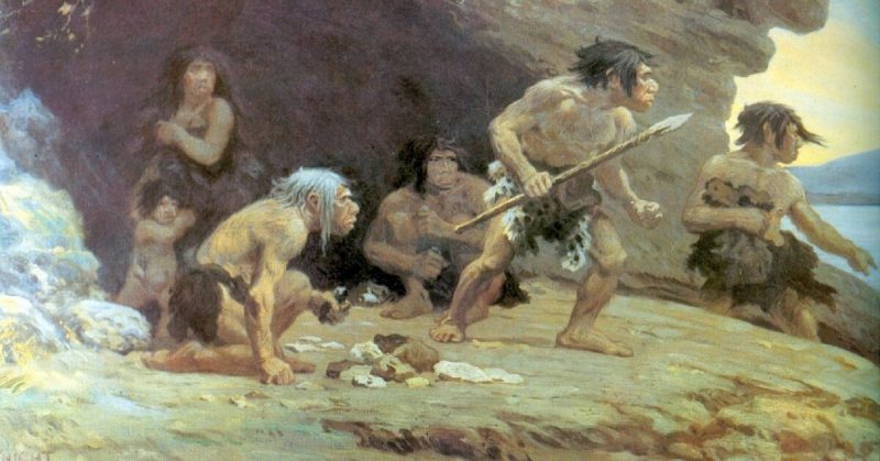 Restoration of Le Moustier Neanderthals
(Charles R. Knight, 1920)