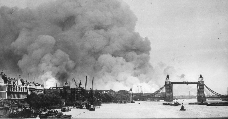 Fire over the iconic Tower  Bridge on the River Thames in London. 