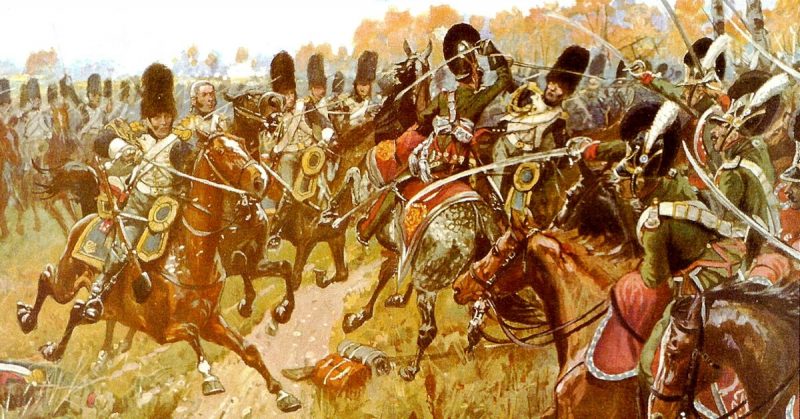 Charge of the Grenadiers-à-Cheval of the Imperial Guard, one of the decisive moments of the battle of Hanau in 1813. 